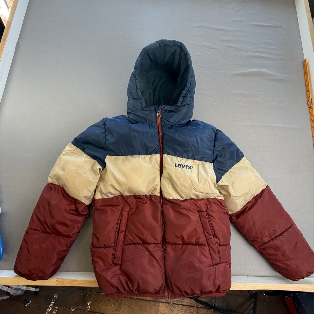 Levis Jacket Kids 10-12 Multicolor Puffer Hooded Fleece Lined Full Zip Winter
